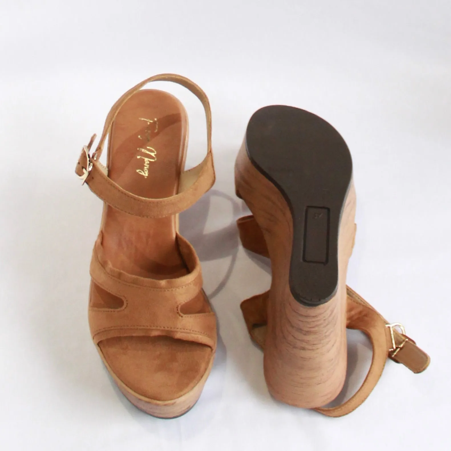 Buckle Strap Wedges - Nude