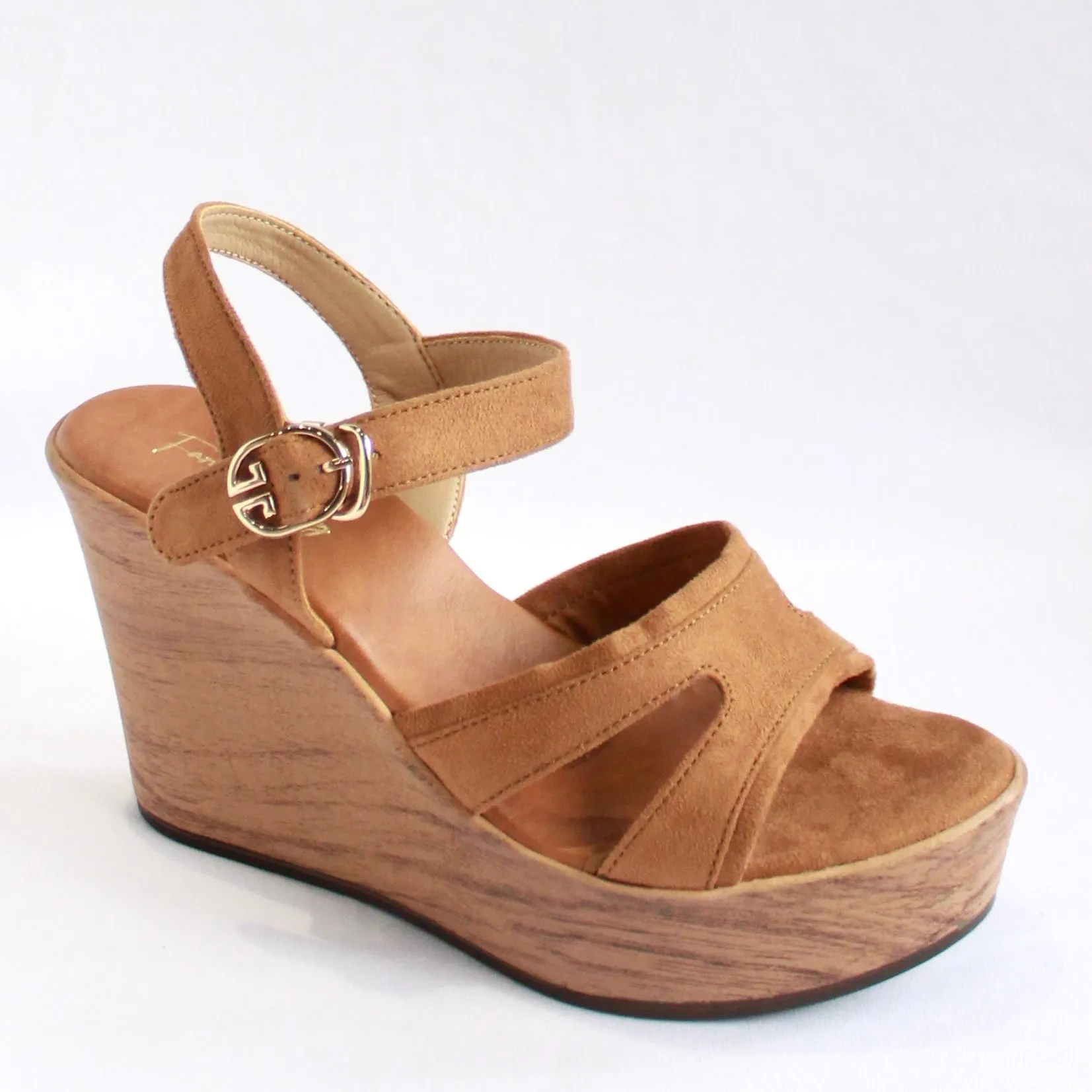 Buckle Strap Wedges - Nude