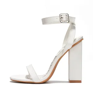Cape Robbin Maria-2 White Block High Heel Transparent Open Toe Fashion Pumps