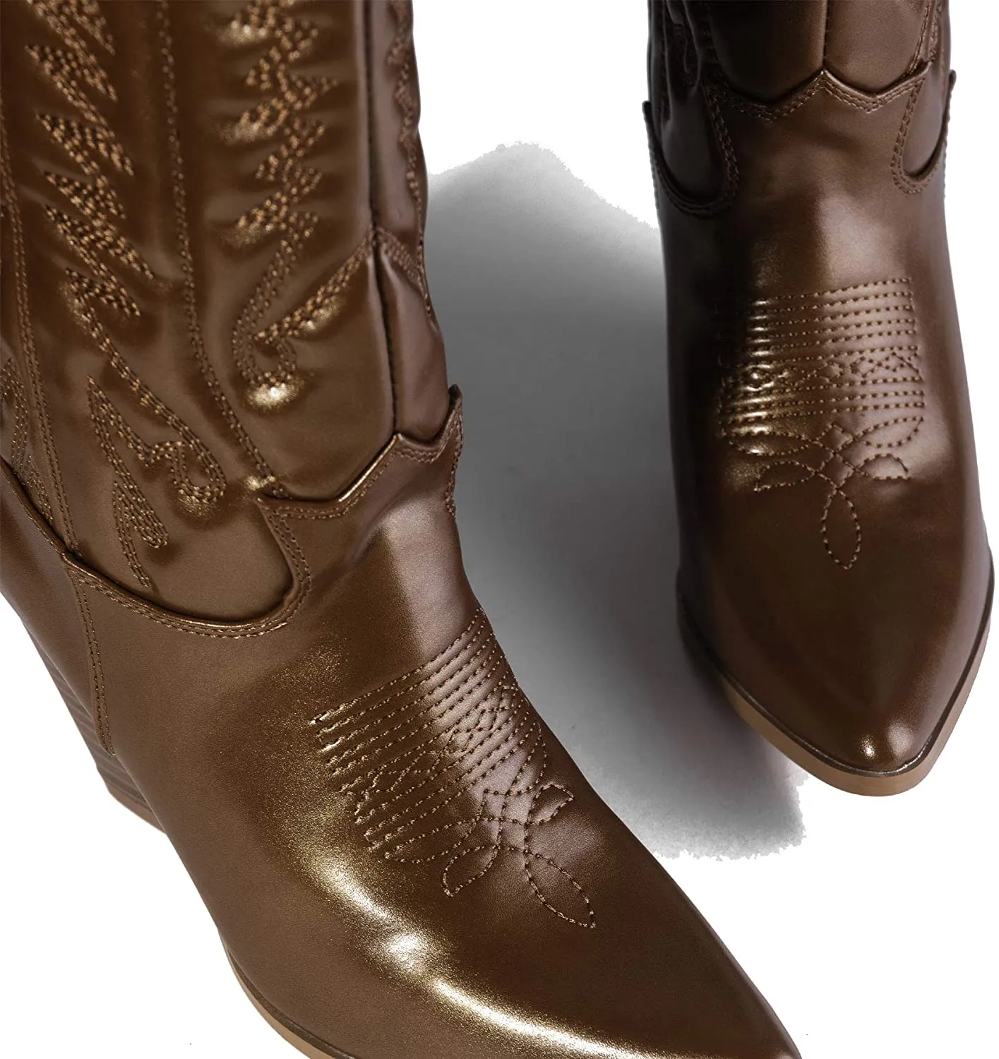 Cape Robbin SOUTHERN BELLE Cowgirl Mid Calf Pointy Toe Boots BROWN (10, BROWN)