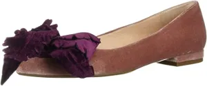 Cecelia New York Maria Loafer Rose Plum Pointy Velvet Flower Fashion Ballet Flat