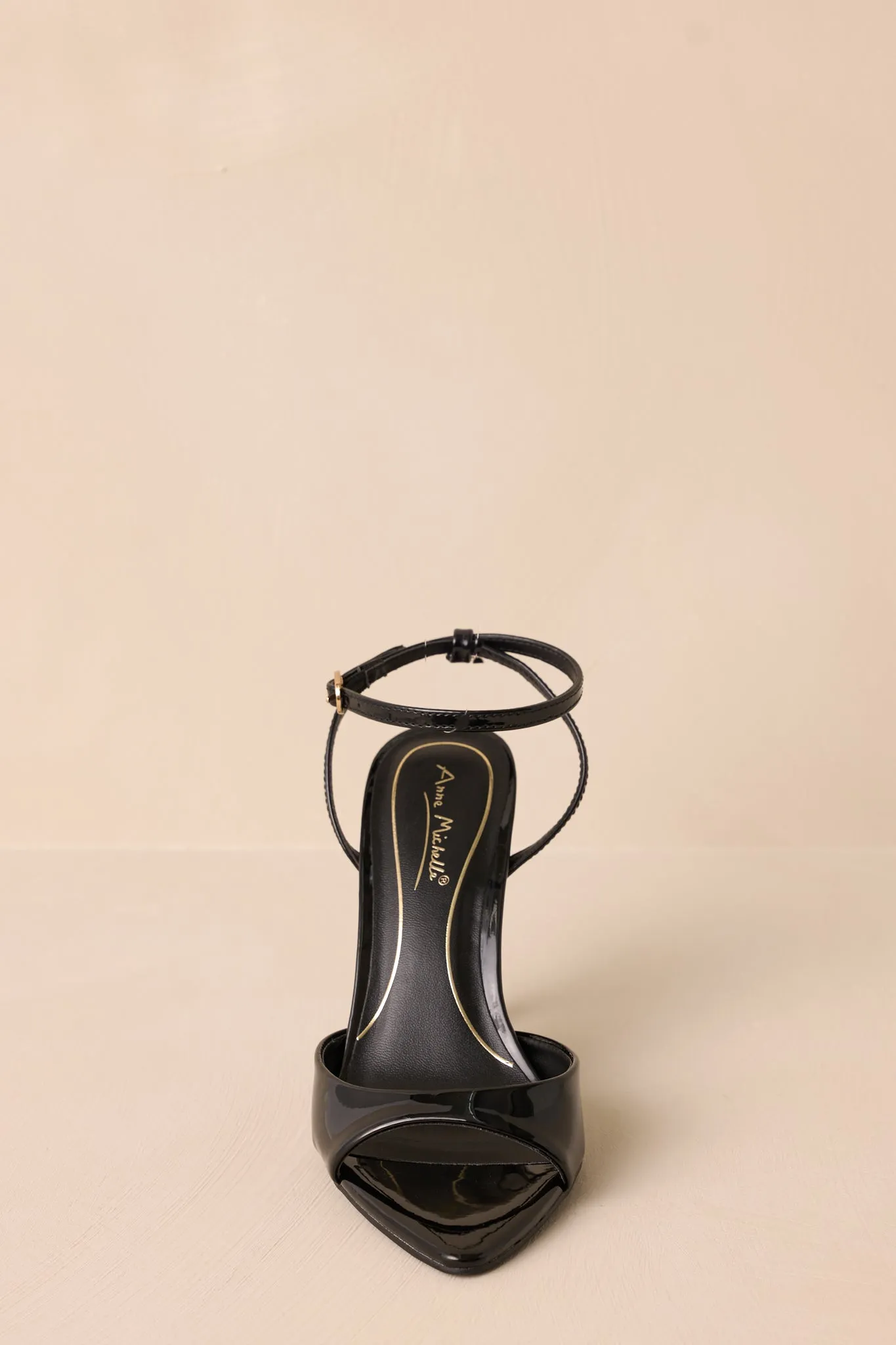 Chasing Perfection Black Pointed-Toe Ankle Strap Heels