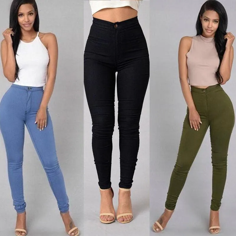 Chic High-Waisted Slim-Fit Denim Stretchy Skinny Jeans