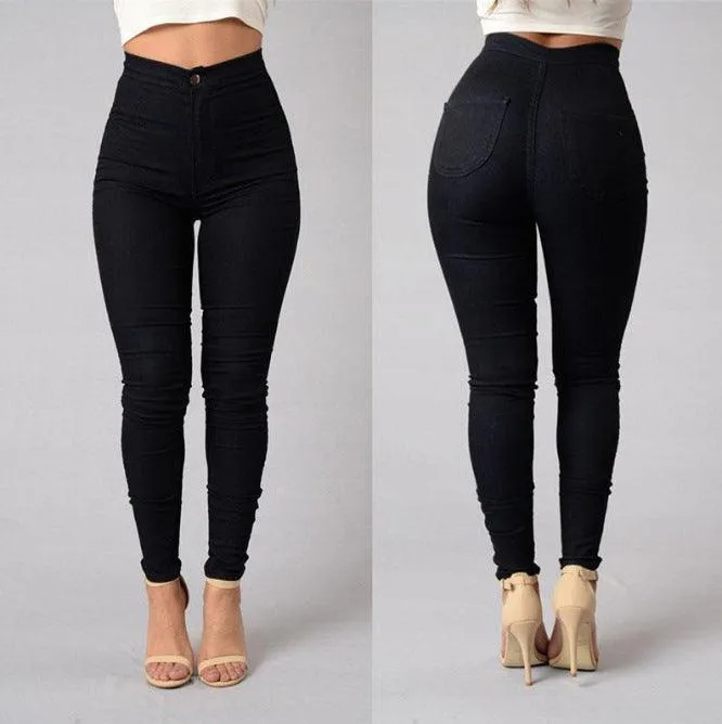 Chic High-Waisted Slim-Fit Denim Stretchy Skinny Jeans