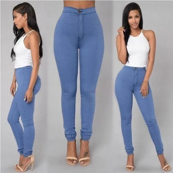 Chic High-Waisted Slim-Fit Denim Stretchy Skinny Jeans