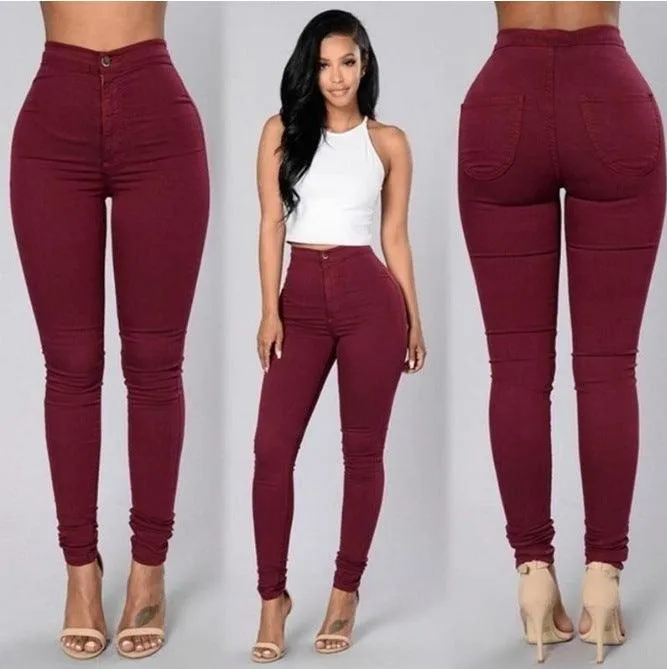 Chic High-Waisted Slim-Fit Denim Stretchy Skinny Jeans