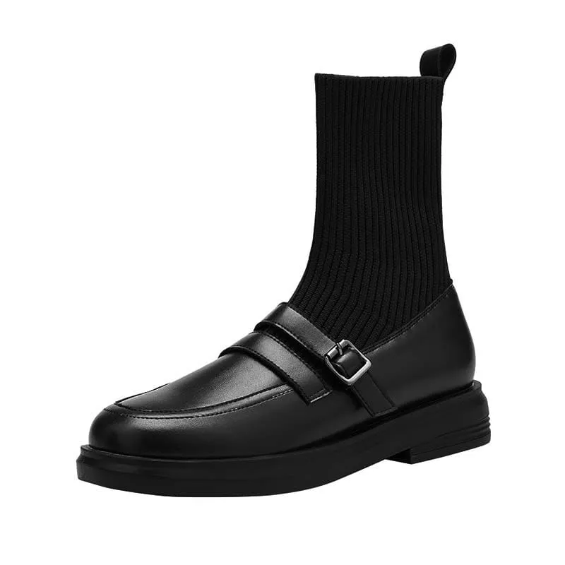 Chic Pure Color Round Toe Martin Boots