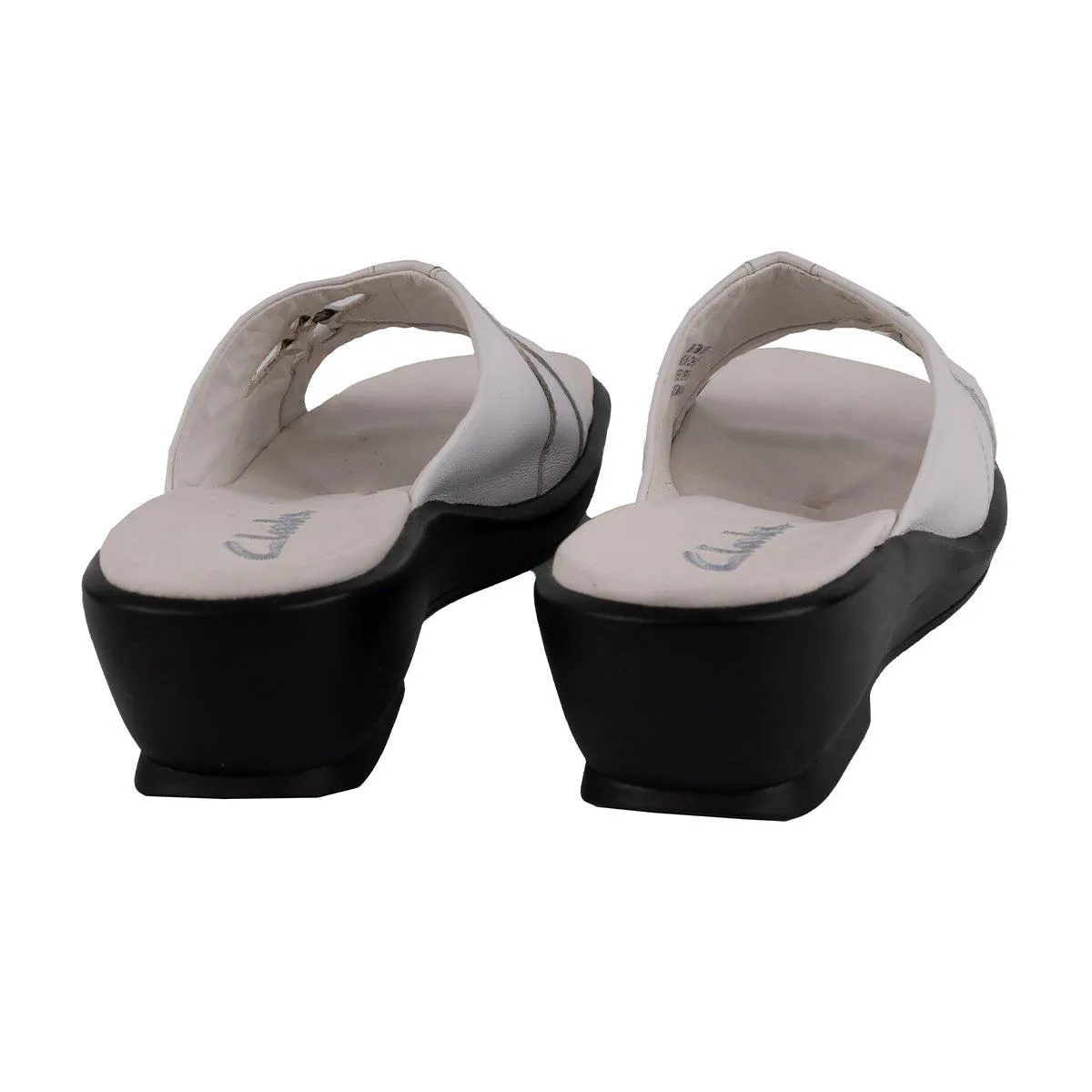 Clarks Wedge Shoes Leather White Colour For Women