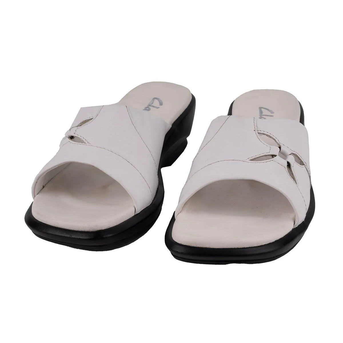 Clarks Wedge Shoes Leather White Colour For Women