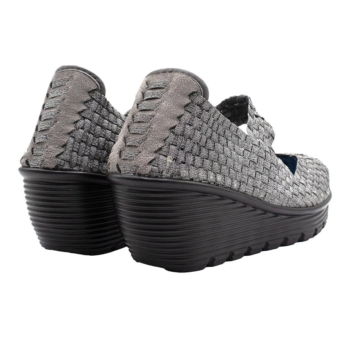 Cnt Footwear Cnt Boddy Wedge Shoes Fabric Silver Colour For Women