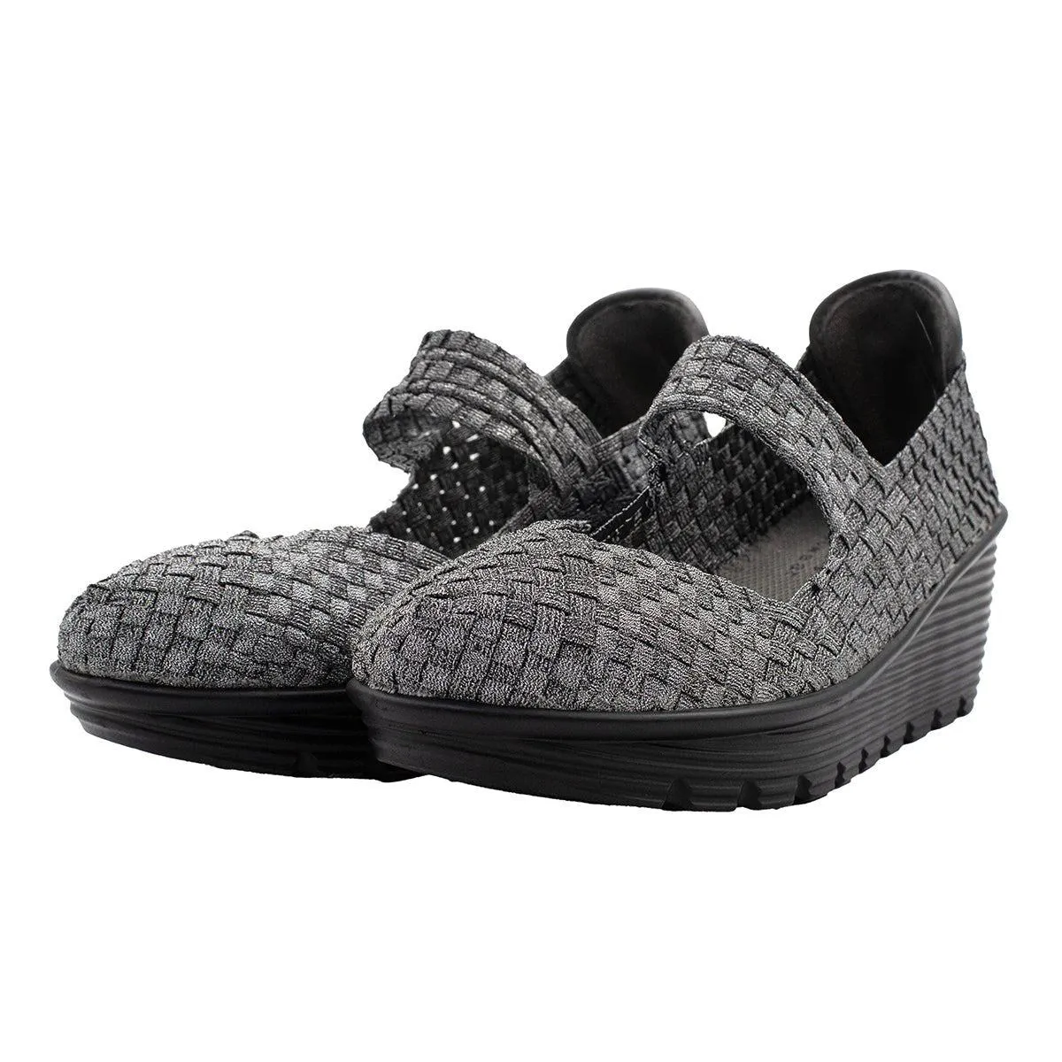 Cnt Footwear Cnt Boddy Wedge Shoes Fabric Silver Colour For Women