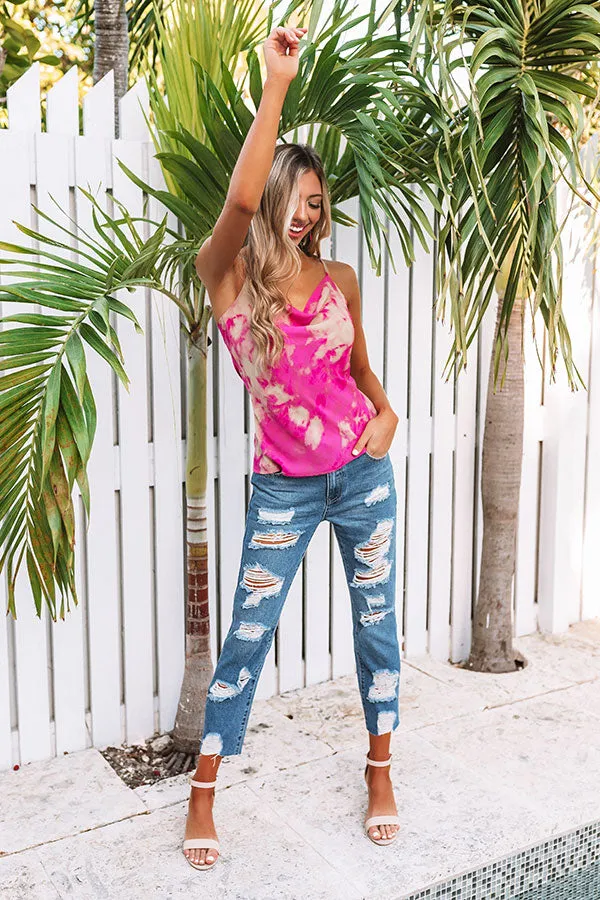Coast Of Cabo Tie Dye Shift Tank In Pink