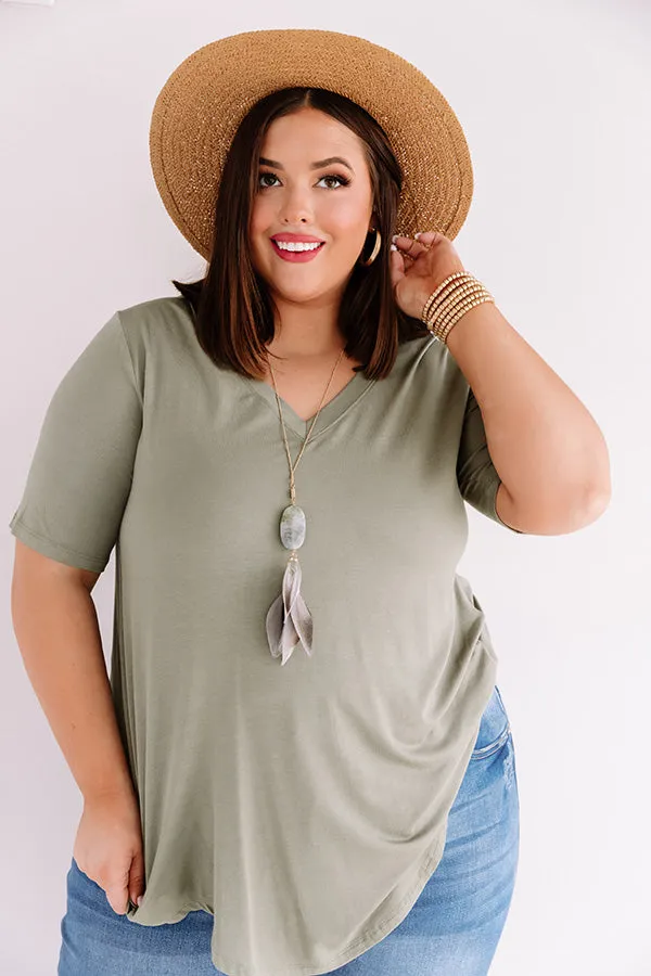 Coastal Chic Shift Tee In Sage Curves