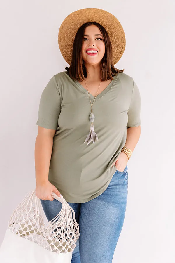 Coastal Chic Shift Tee In Sage Curves