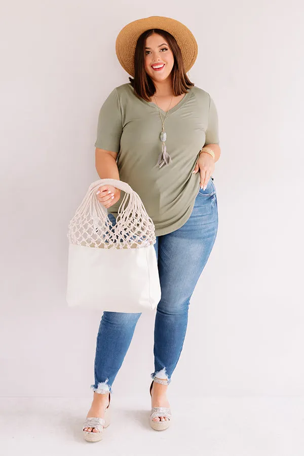 Coastal Chic Shift Tee In Sage Curves