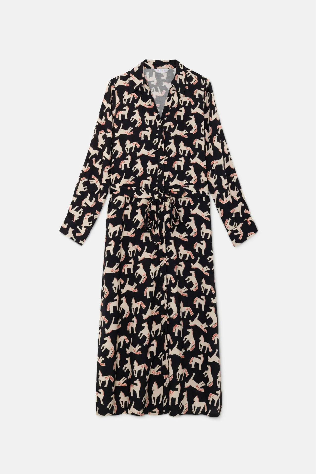 Compania Fantastica Midi Shirt dress with animal print