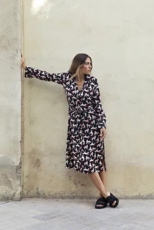 Compania Fantastica Midi Shirt dress with animal print