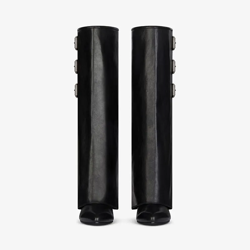 Contemporary Black Tumbled High Boots