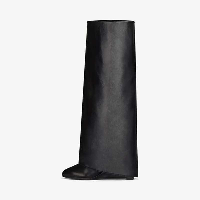 Contemporary Black Tumbled High Boots