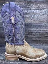 Corral Boots Ladies Sand Purple Embroidery Rodeo Boots