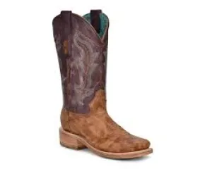 Corral Boots Ladies Sand Purple Embroidery Rodeo Boots