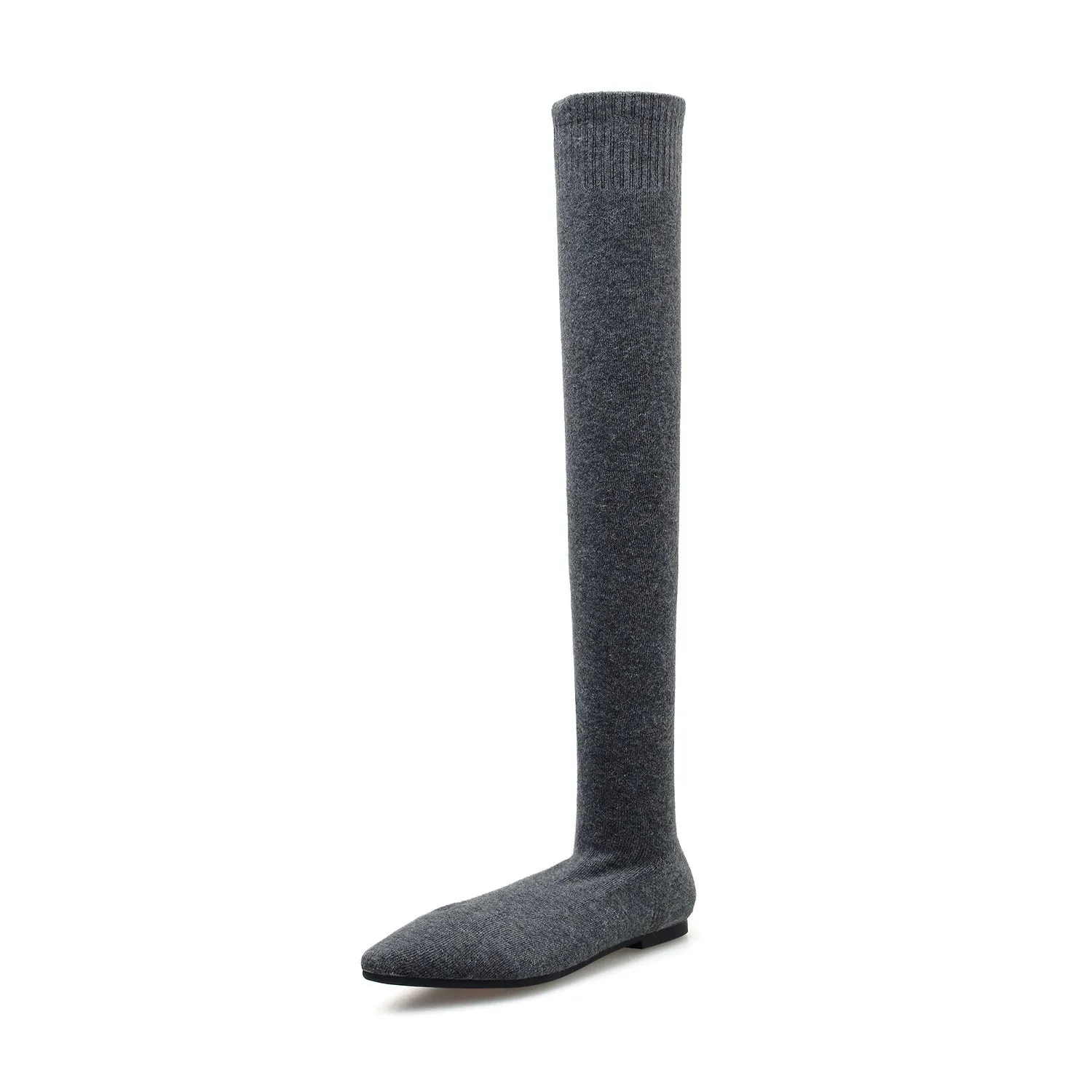 Elastic Over Knee Flat Bottomed Pointed Knitted Boots