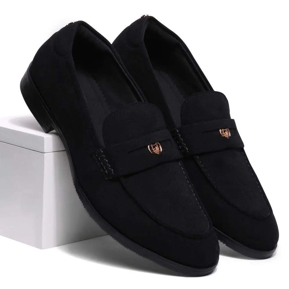Elbono- Black Suede Penny Slip On
