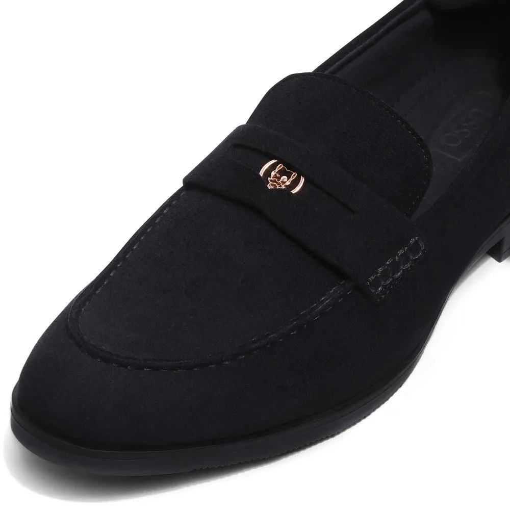 Elbono- Black Suede Penny Slip On