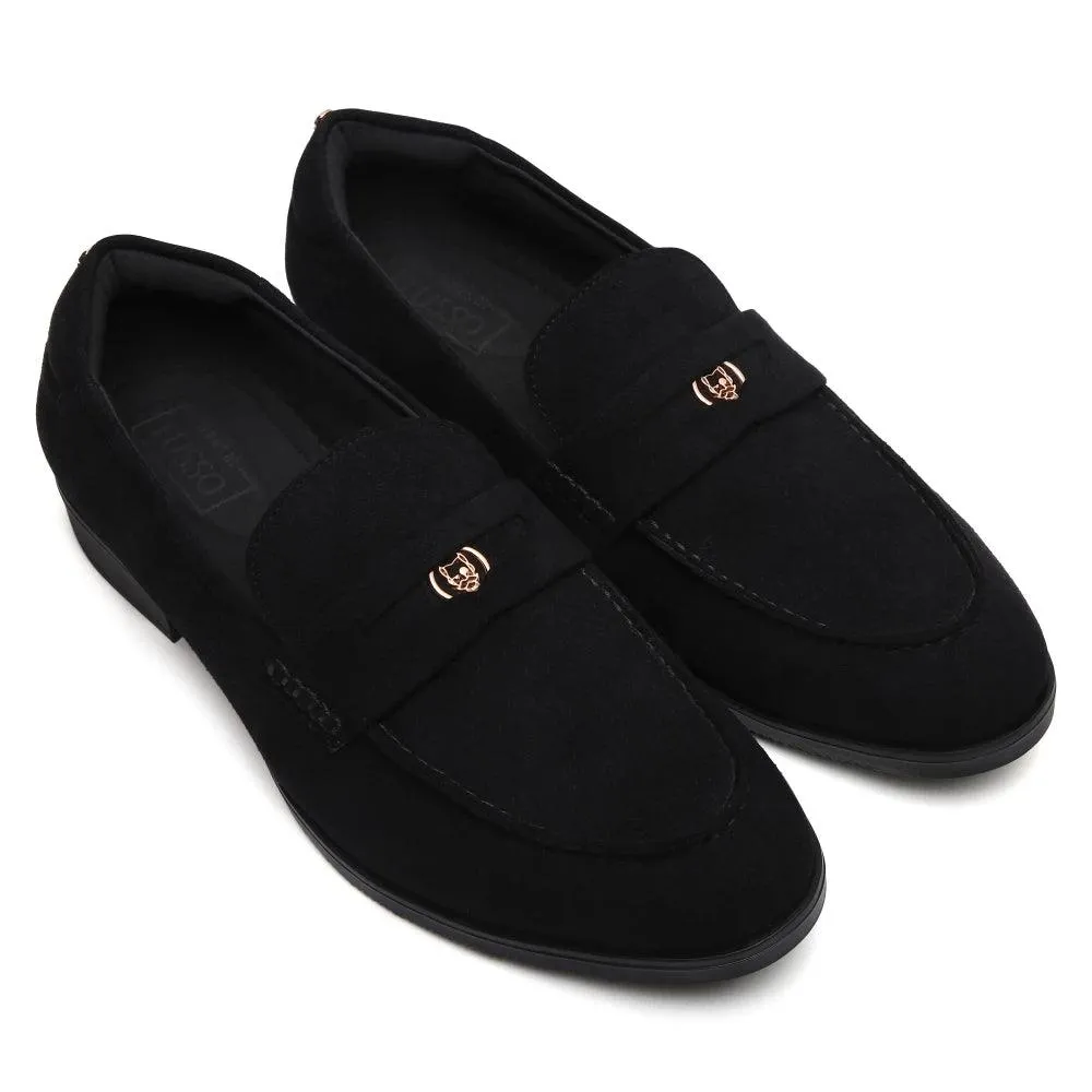 Elbono- Black Suede Penny Slip On