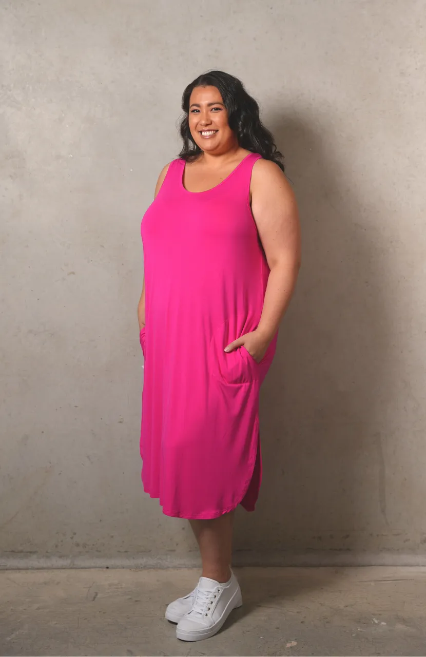 'EMILY' Bamboo Singlet  Dress - Pink