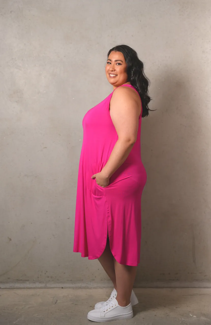'EMILY' Bamboo Singlet  Dress - Pink