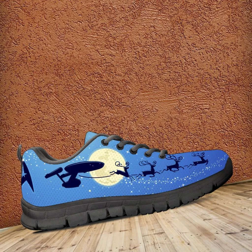 Fan Art Star Trek Space Ship as Santa's Sleigh Christmas Running Shoes