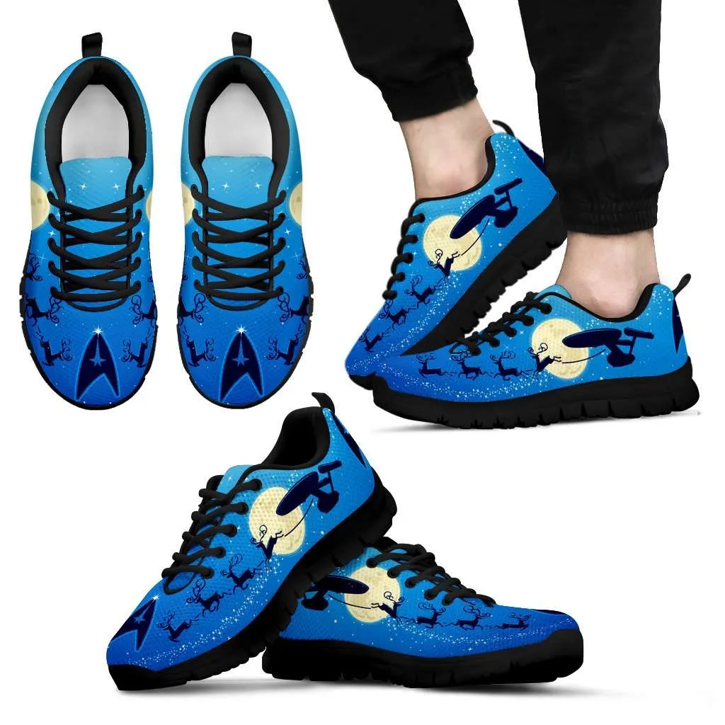 Fan Art Star Trek Space Ship as Santa's Sleigh Christmas Running Shoes