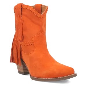 Fandango Orange Suede Leather & Fringe Bootie (DS)