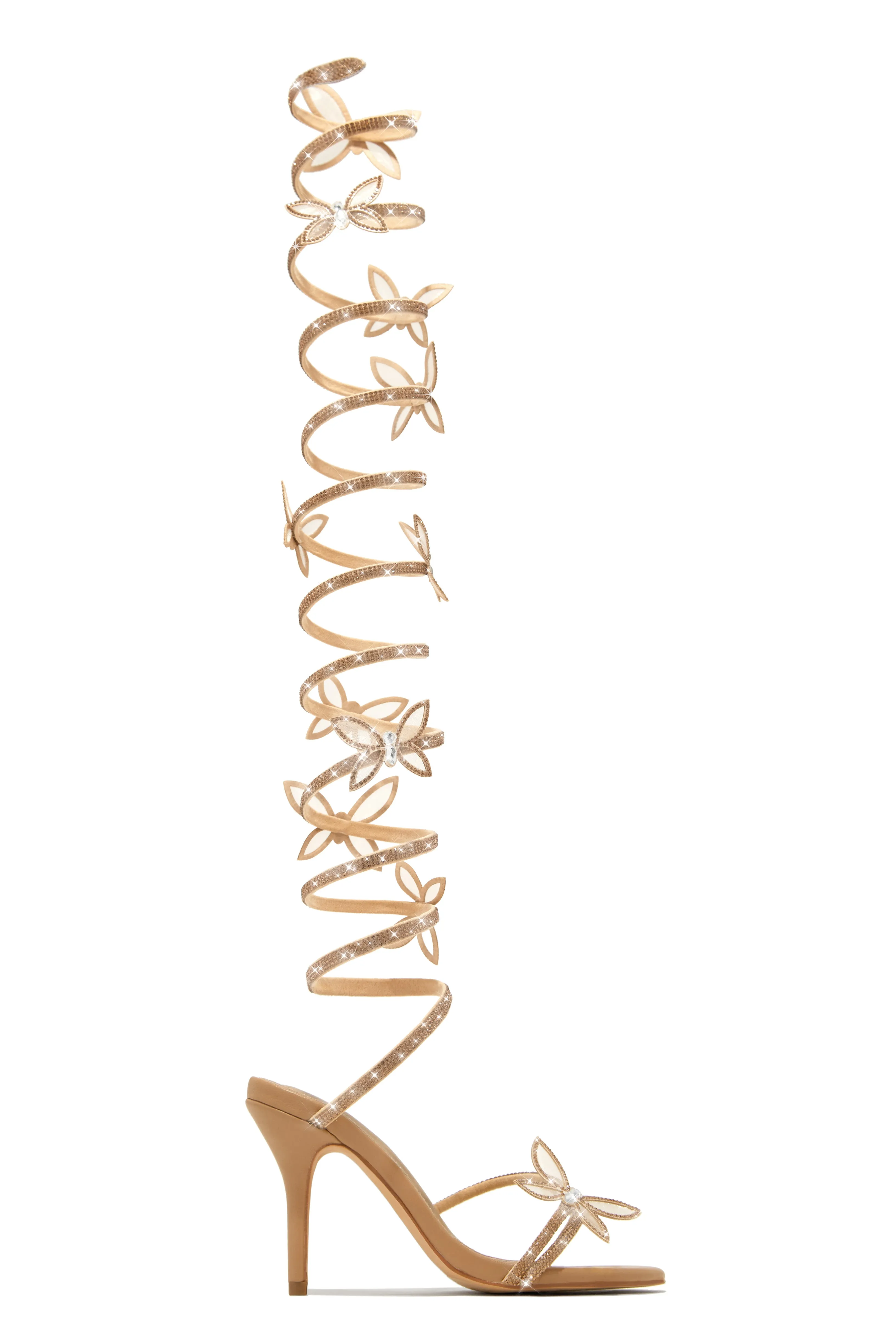 Fantasy Embellished Around The Ankle Coil Heels - White