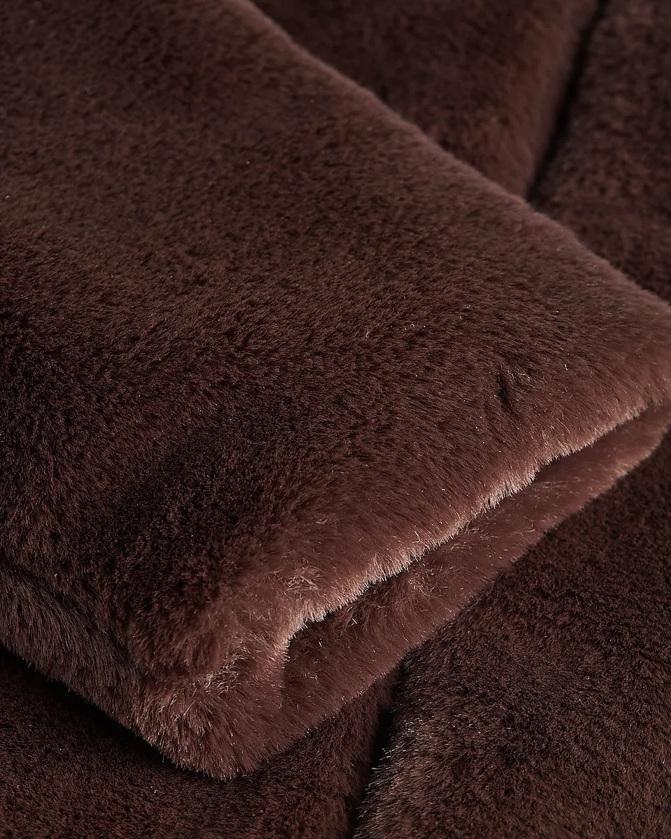 Faux Fur Coat in Espresso