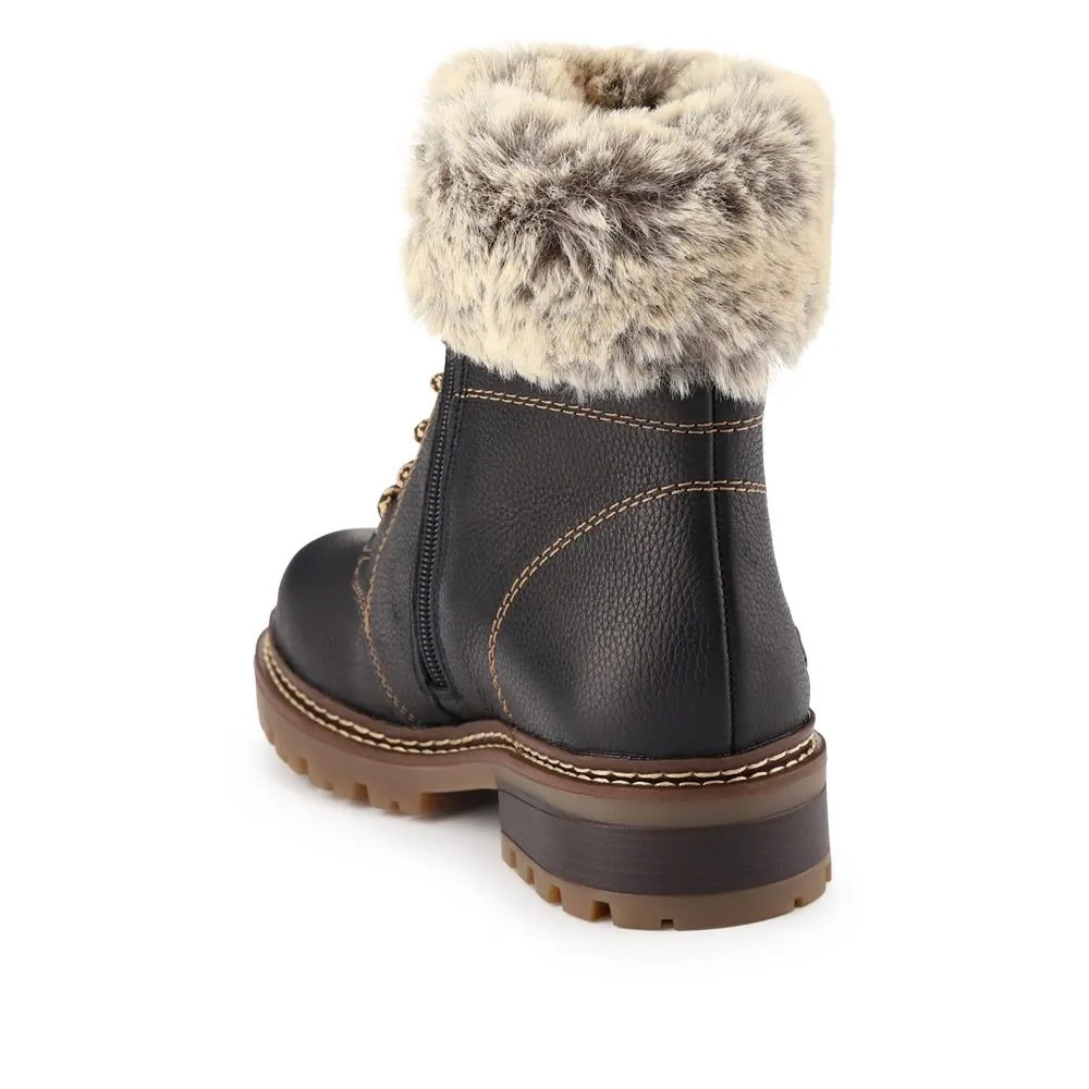 Faux-Fur-Cuff Leather Walking Boots - DRS40506 / 326 363