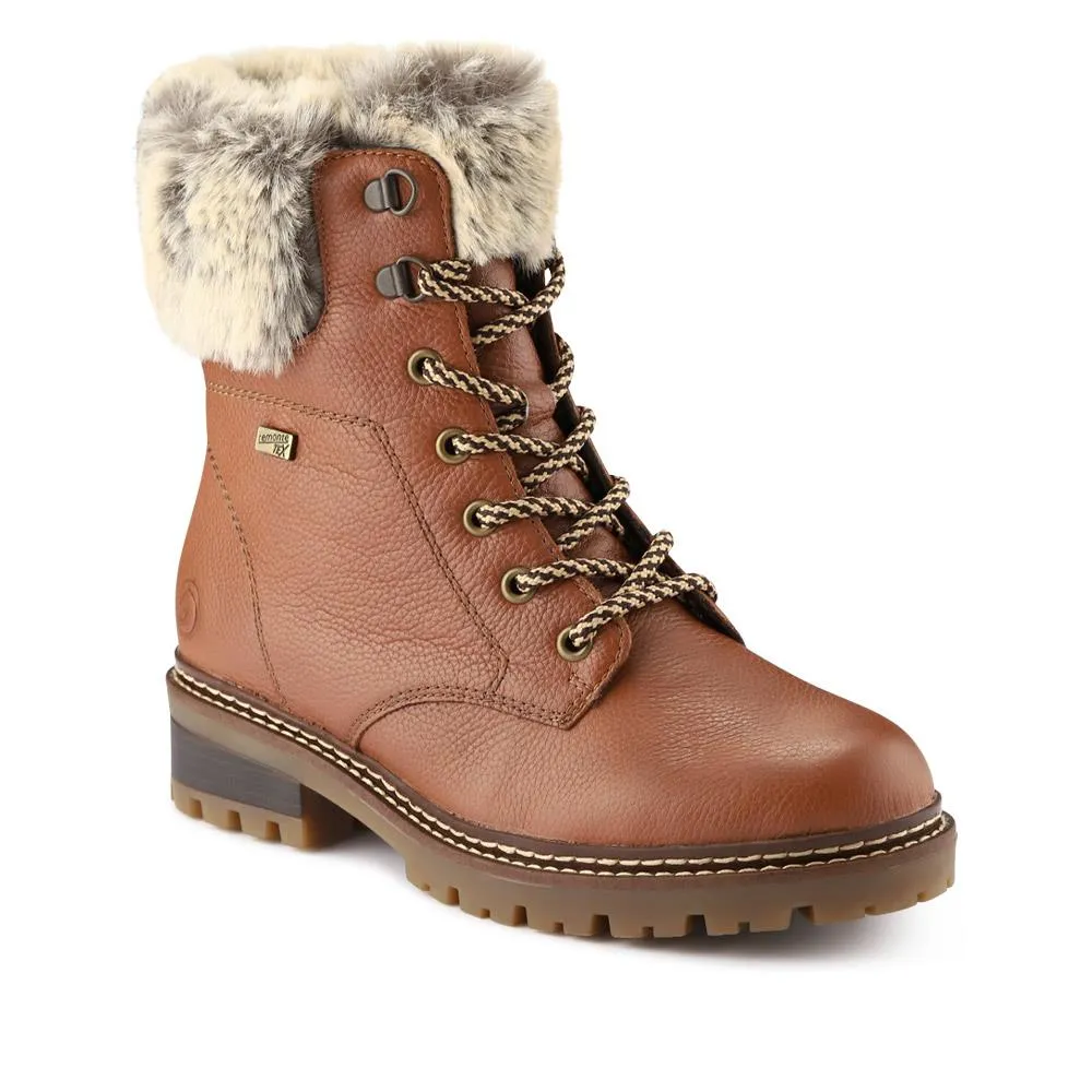 Faux-Fur-Cuff Leather Walking Boots - DRS40506 / 326 363