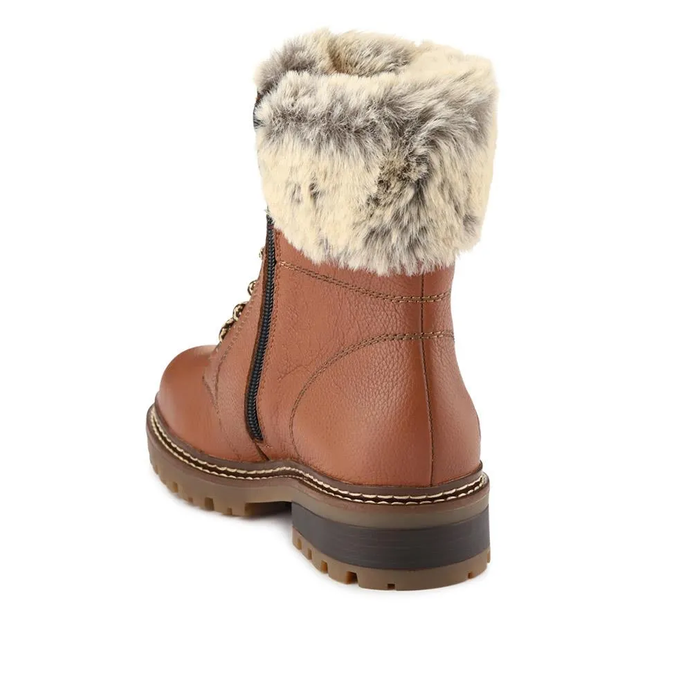 Faux-Fur-Cuff Leather Walking Boots - DRS40506 / 326 363