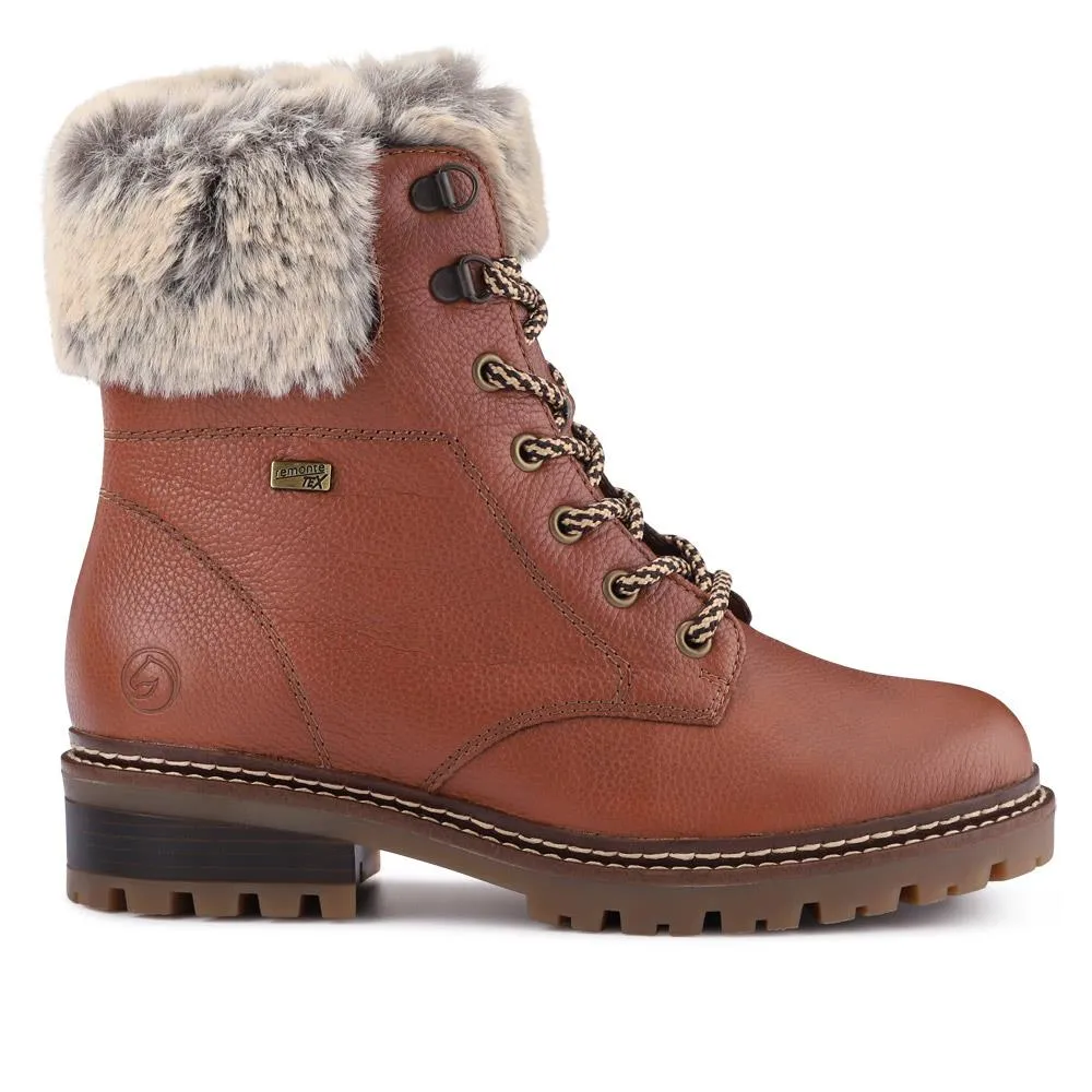 Faux-Fur-Cuff Leather Walking Boots - DRS40506 / 326 363