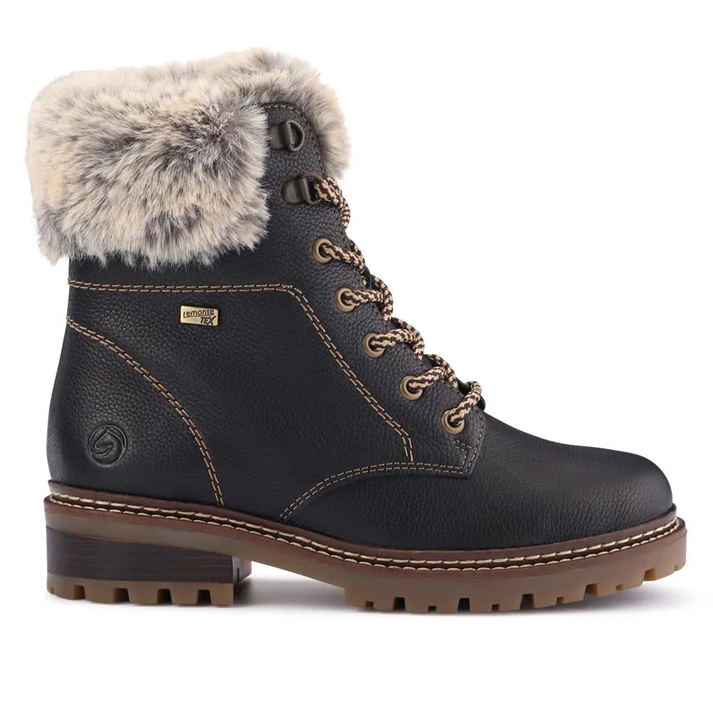 Faux-Fur-Cuff Leather Walking Boots - DRS40506 / 326 363
