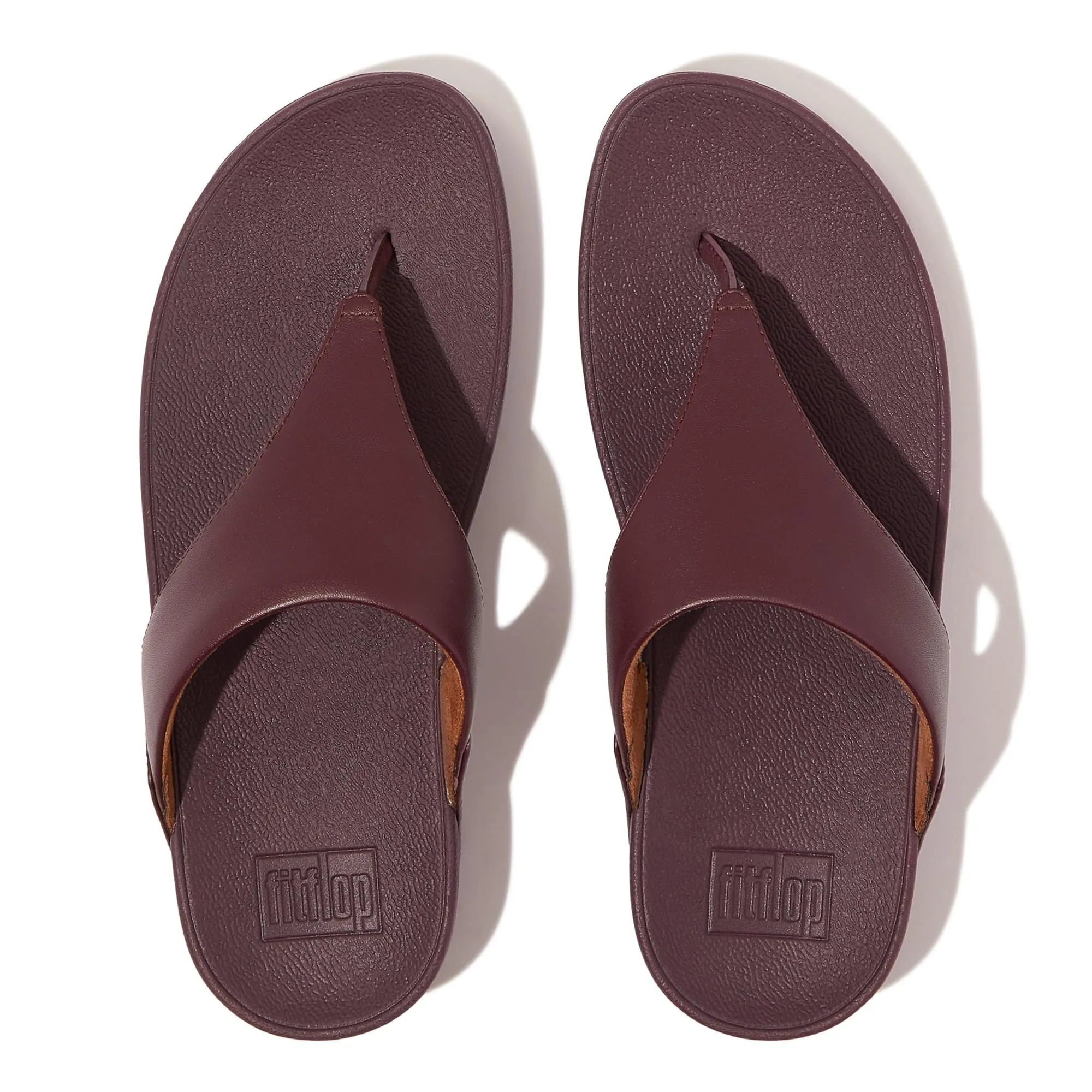 FitFlop Women's Lulu Leather Toe-Post Sandals Wedge, Mauve Wine