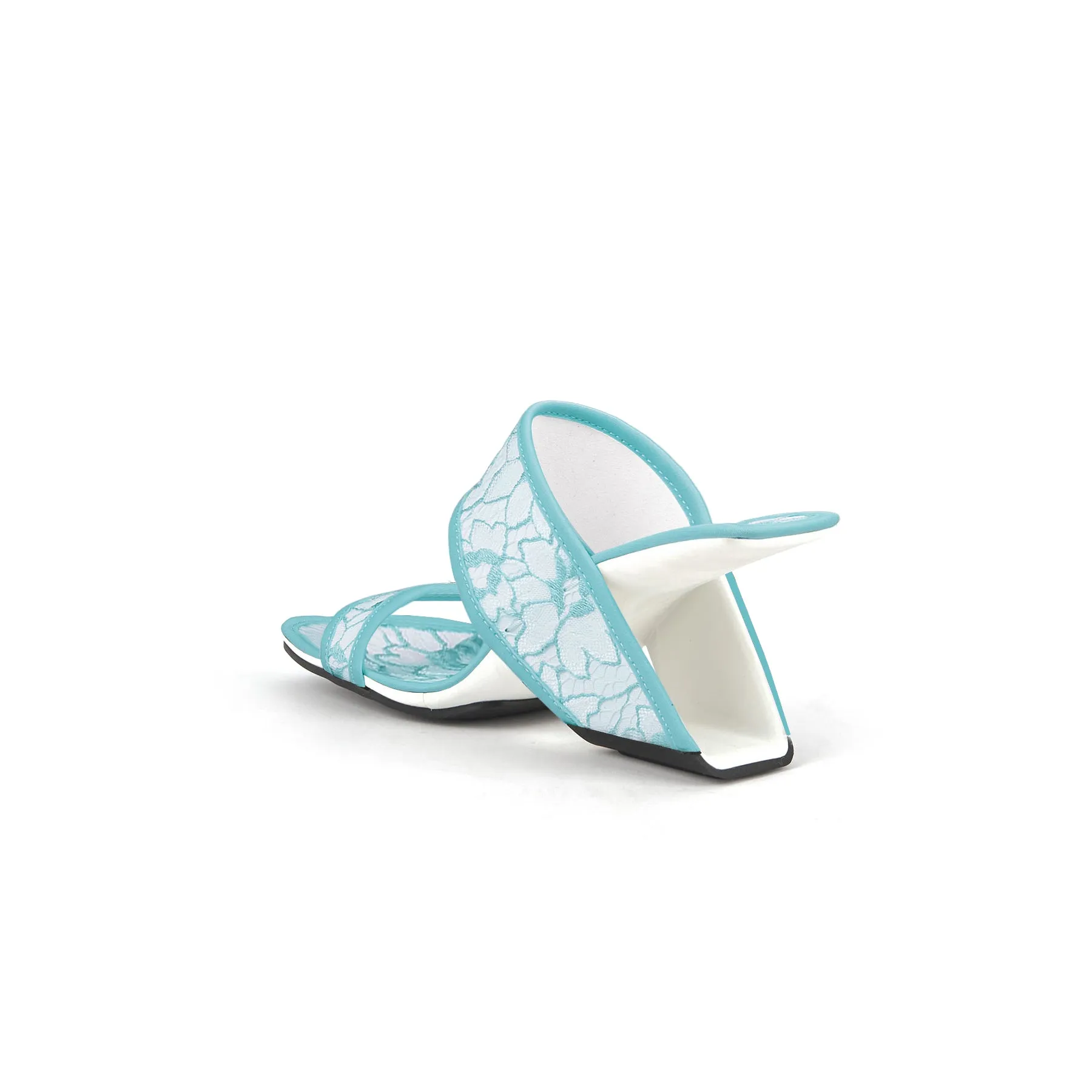 Floral Lace Square Toe Mules