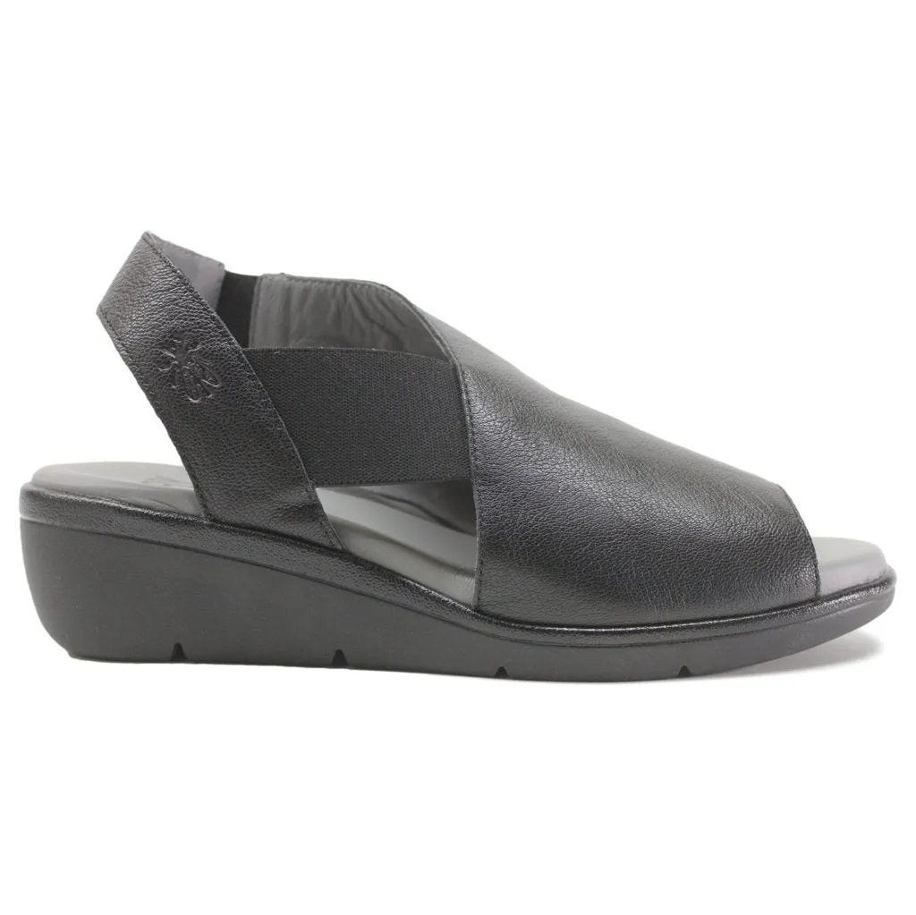 Fly London Nily940Fly Mousse Leather Women's Wedge Heel Peep Toe Sandals