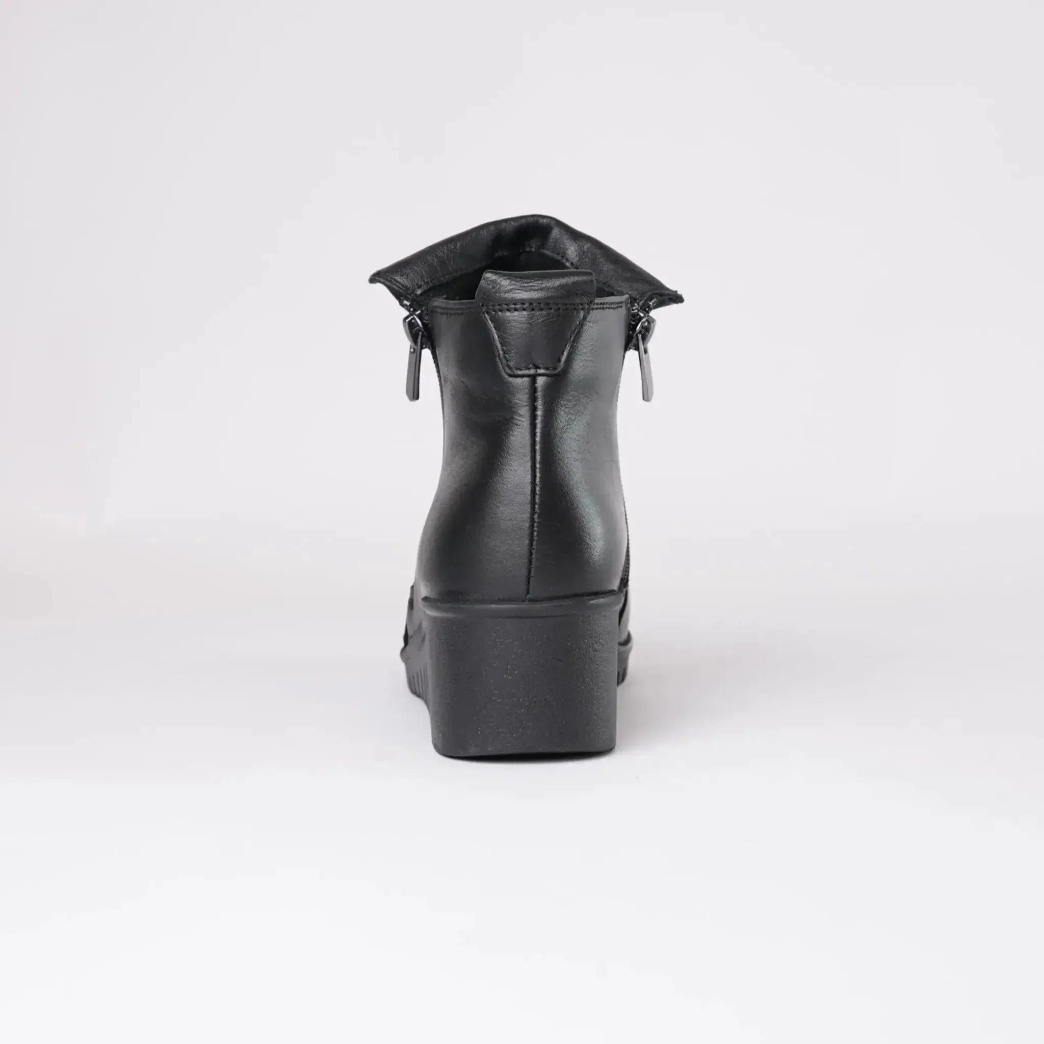 Forest Black Leather Ankle Boots
