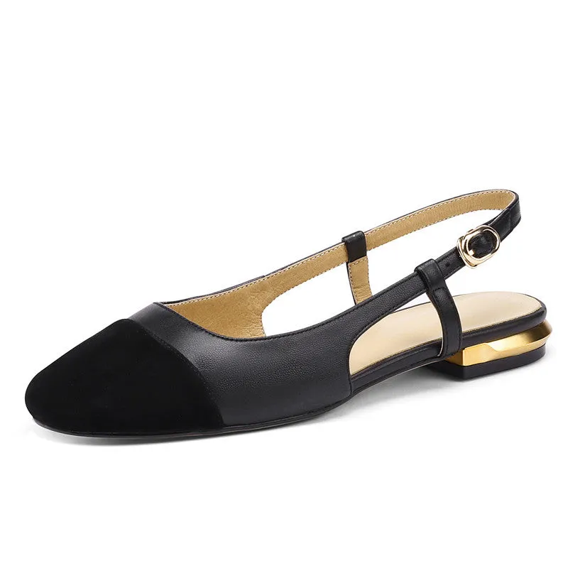 Frady Cap Toe Black Slingback Flats