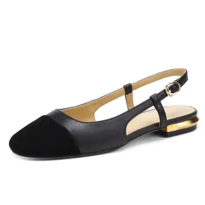 Frady Cap Toe Black Slingback Flats