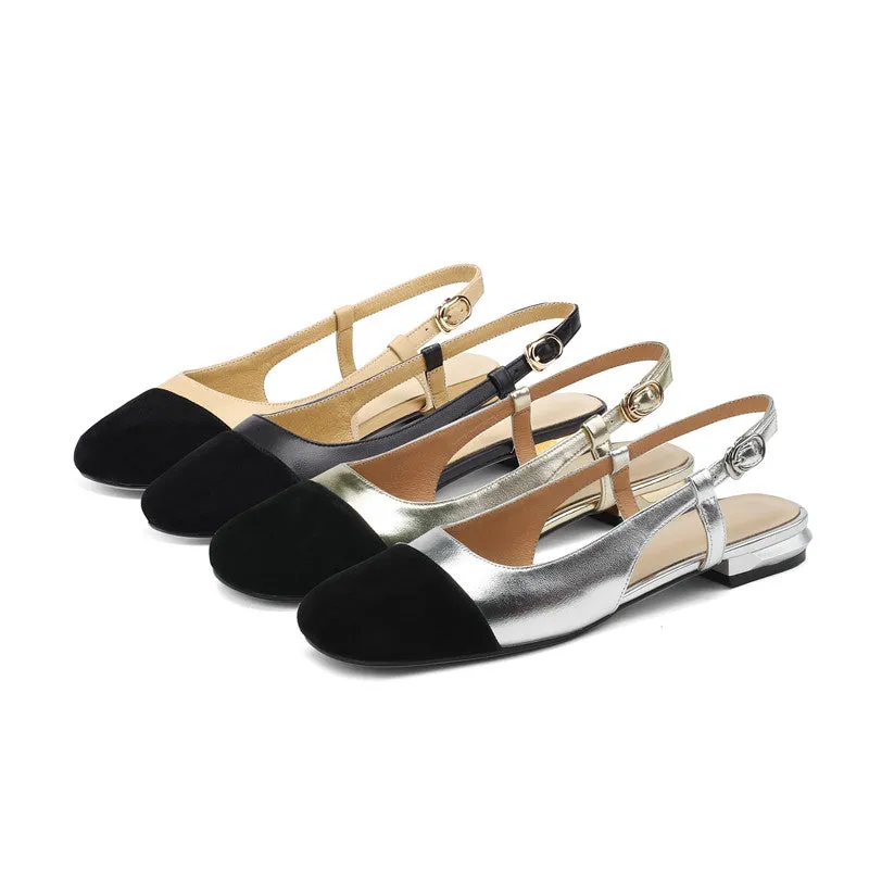 Frady Cap Toe Black Slingback Flats