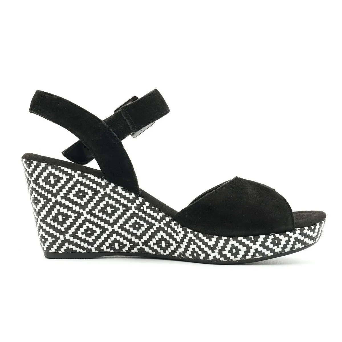Gabor Challenge Wedge Shoes Suede Black Colour For Women