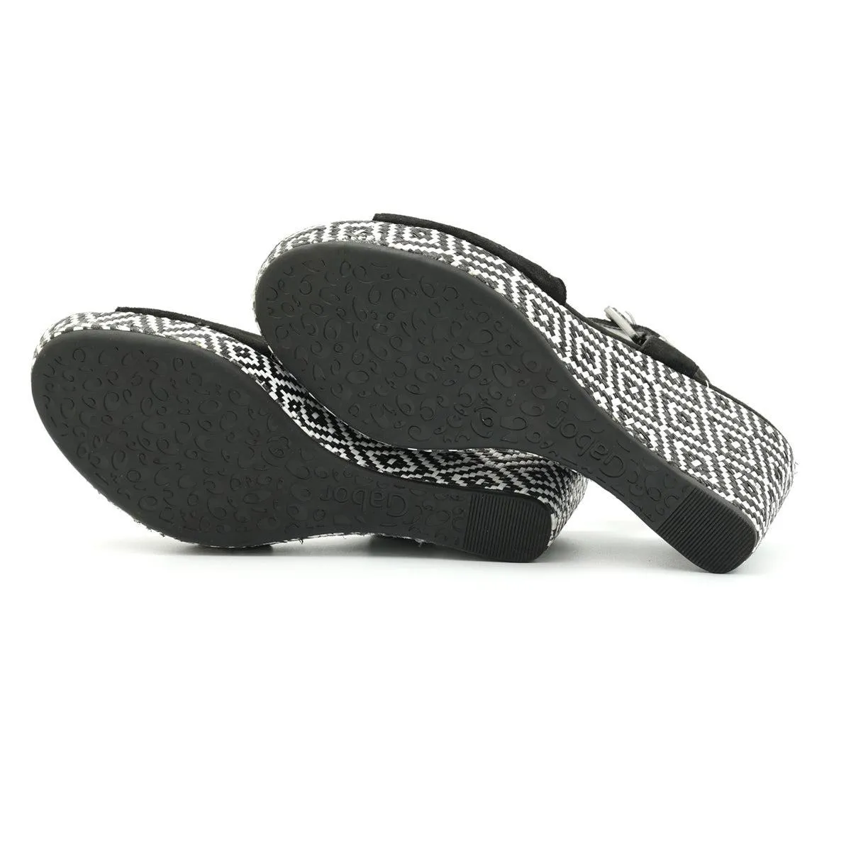 Gabor Challenge Wedge Shoes Suede Black Colour For Women